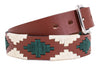 Polo Belt - Cognac Leather with Hunter Green & Sand - TATO'S MALLETS