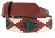 Polo Belt - Cognac Leather with Hunter Green & Sand - TATO'S MALLETS