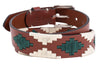 Polo Belt - Cognac Leather with Hunter Green & Sand - TATO'S MALLETS