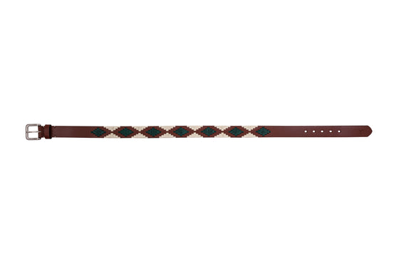 Polo Belt - Cognac Leather with Hunter Green & Sand - TATO'S MALLETS