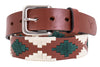 Polo Belt - Cognac Leather with Hunter Green & Sand - TATO'S MALLETS