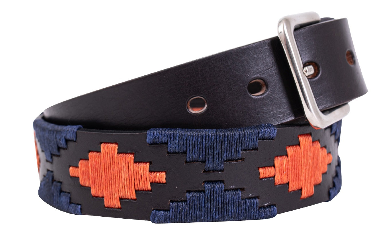 Polo Belt - Orange & Navy Blue - TATO'S MALLETS